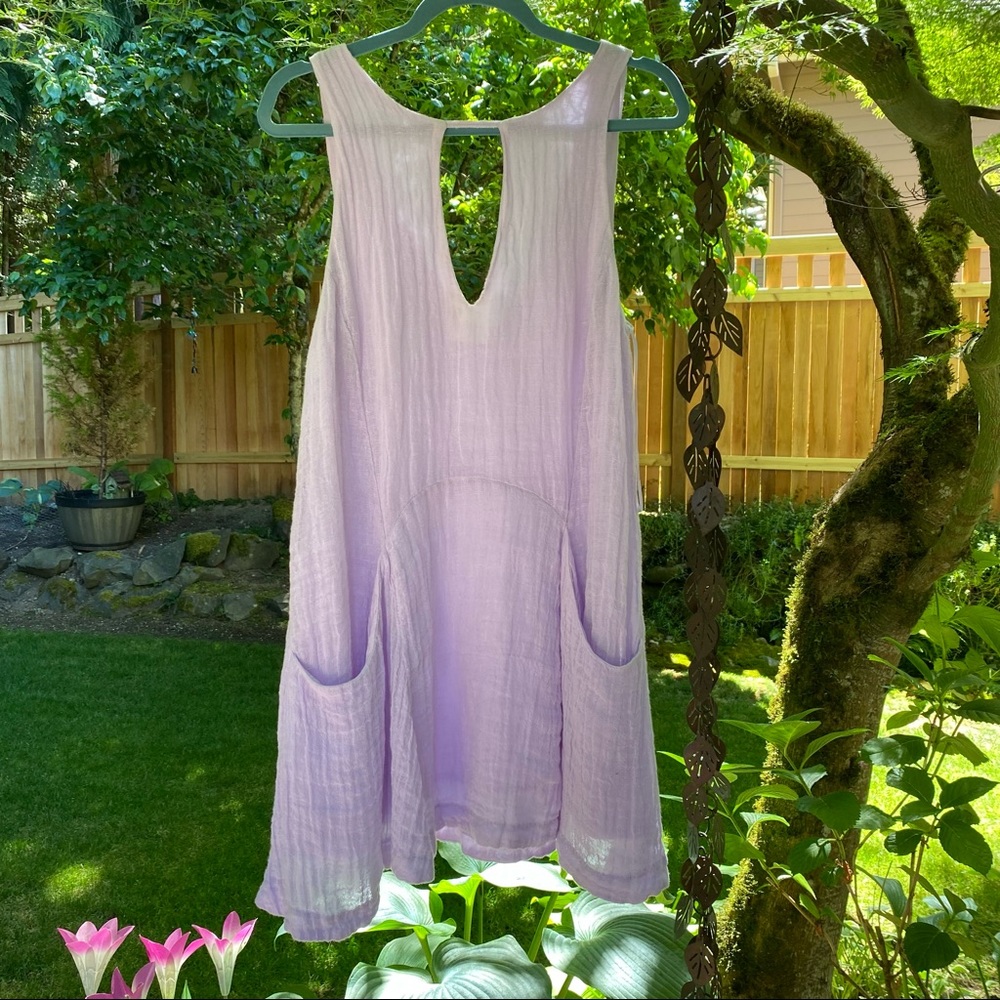 Free People Smooth Sailing Lilac Linen Dress